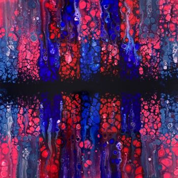Painting titled "Vitrail" by Ghislaine Chapuis, Original Artwork, Acrylic Mounted on Wood Stretcher frame