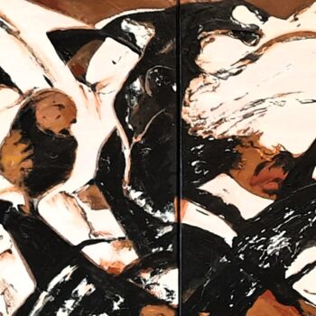Painting titled "“Birds” – Abstract…" by Irina Ges, Original Artwork, Acrylic Mounted on Wood Stretcher frame