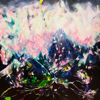 Painting titled ""Le secret de la mo…" by Marie Laplace, Original Artwork, Acrylic Mounted on Wood Stretcher frame