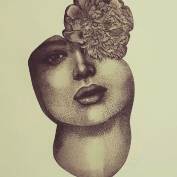 印花与版画 标题为“"Femme-fleur"” 由Isabelle Desaulty, 原创艺术品, 蚀刻
