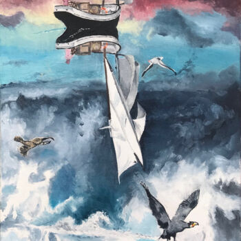 Peinture intitulée "Le voilier de Willi…" par Jean-Yves Quentric, Œuvre d'art originale, Huile Monté sur Châssis en bois
