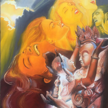 Peinture intitulée "La voie du Tantra" par Jean-Yves Quentric, Œuvre d'art originale, Huile Monté sur Châssis en bois