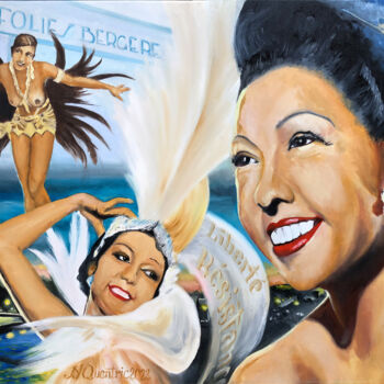 Peinture intitulée "Joséphine Baker" par Jean-Yves Quentric, Œuvre d'art originale, Huile Monté sur Châssis en bois