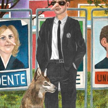 제목이 "Le Candidat"인 미술작품 Elke Thiébaut로, 원작, 기름