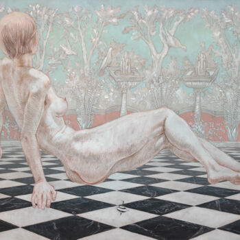 Dibujo titulada "Lost Eden Garden" por Natalie Levkovska, Obra de arte original, Gouache