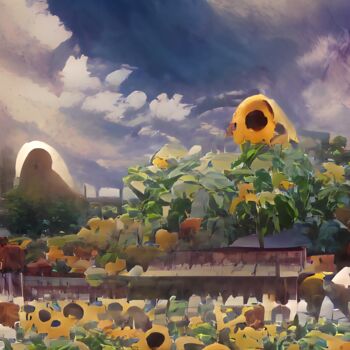 Digital Arts με τίτλο "SUNFLOWER GARDEN 3" από Mahesh Tolani, Αυθεντικά έργα τέχνης, Ψηφιακή ζωγραφική