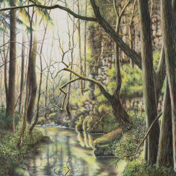 Malerei mit dem Titel "Der alte Bruch am B…" von Ronald Firla, Original-Kunstwerk, Conté-Buntstifte