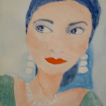 Peinture intitulée "Maria Callas" par Jacqueline Claux (Jaklinclo), Œuvre d'art originale, Aquarelle