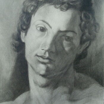 Drawing titled "jeune italien" by Bob Du Sud, Original Artwork, Pencil