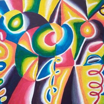 Painting titled "Suoni" by Arduino Rossi, Original Artwork, Acrylic Mounted on Wood Stretcher frame