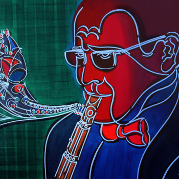 Painting titled "The Magic Flute" by Dek, Original Artwork, Acrylic Mounted on Other rigid panel