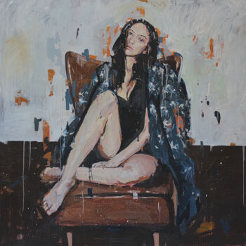 Painting titled "La Geisha" by Felipe Achondo, Original Artwork, Oil