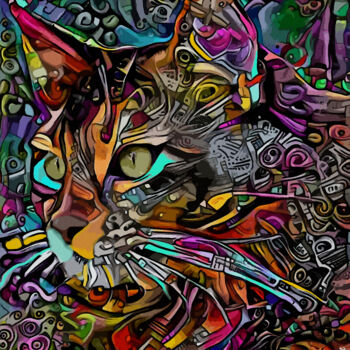 제목이 "Golfo, cat"인 디지털 아트 L.Roche로, 원작, 아크릴