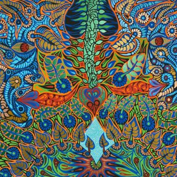 Pintura titulada "Pollination in the…" por Zaplaflora, Obra de arte original, Acrílico
