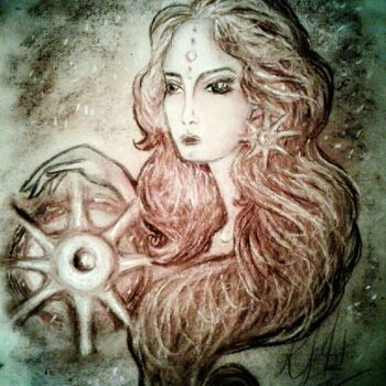 Dessin intitulée "Goddess of Magic" par Karolina Ingo (Karolina Navi -Ingo), Œuvre d'art originale, Pastel