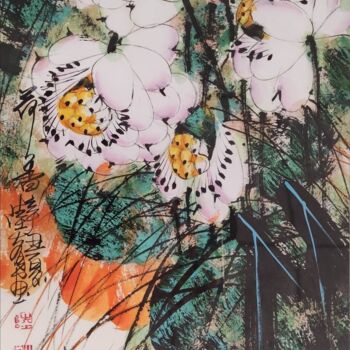 绘画 标题为“Fragrance of lotus…” 由Dayou Lu, 原创艺术品, 颜料