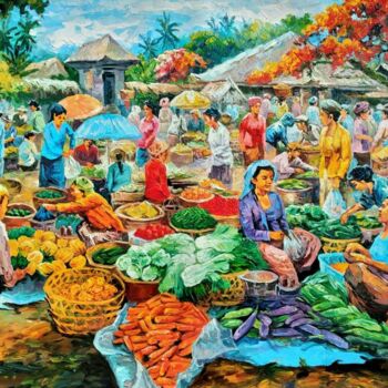 Painting titled "Bali Traditional Ma…" by B. Santoso, Original Artwork, Acrylic