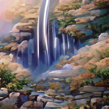 数字艺术 标题为“WATERFALL 2” 由Mahesh Tolani, 原创艺术品, 数字油画
