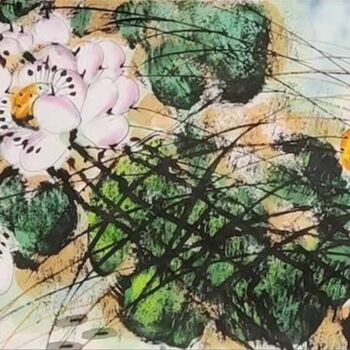 Painting titled "Peaceful in the lot…" by Dayou Lu, Original Artwork, Pigments