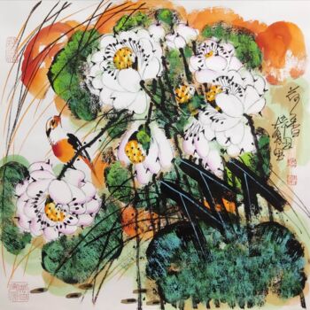「Fragrance of lotus…」というタイトルの絵画 Dayou Luによって, オリジナルのアートワーク, 顔料