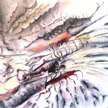 Painting titled "VISIONE" by Pina L'Episcopo, Original Artwork, Conté Mounted on Wood Panel