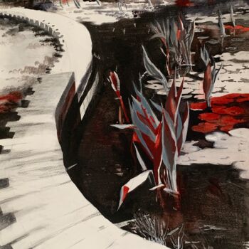 Drawing titled "“Black pond”" by Alexandra Kokina, Original Artwork, Watercolor