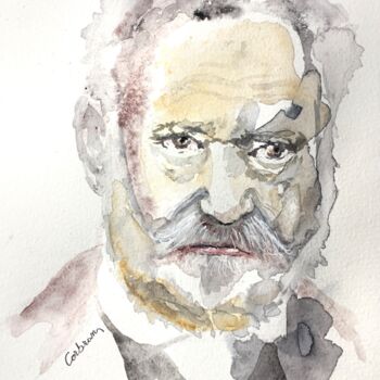 Ζωγραφική με τίτλο "Portrait de Victor…" από Marjorie Corbran, Αυθεντικά έργα τέχνης, Ακουαρέλα Τοποθετήθηκε στο Χαρτόνι