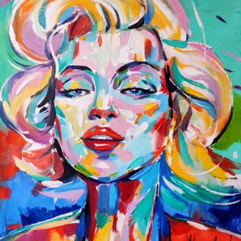 Painting titled "Marilyn Monroe (50x…" by Narek Jaghacpanyan, Original Artwork, Oil Mounted on Wood Stretcher frame