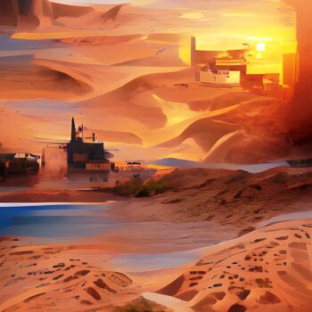 Digital Arts με τίτλο "SAND AND SUN 3" από Mahesh Tolani, Αυθεντικά έργα τέχνης, Ψηφιακή ζωγραφική