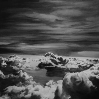 图画 标题为“PERFECT CLOUDS” 由José Antonio Castro-Muñiz, 原创艺术品, 木炭 安装在其他刚性面板上