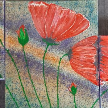 图画 标题为“coquelicots de l'es…” 由Iakim, 原创艺术品, 丙烯 安装在木质担架架上