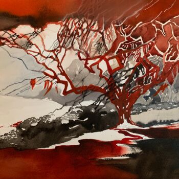 Drawing titled "Tree" by Alexandra Kokina, Original Artwork, Watercolor