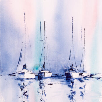 Pittura intitolato "***Marina II***" da Yuriy Kraft, Opera d'arte originale, Acquarello