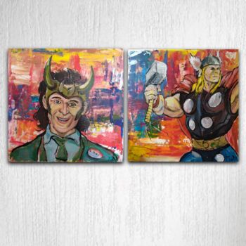 Schilderij getiteld "Brothers" door Dina Telesheva, Origineel Kunstwerk, Acryl Gemonteerd op Karton