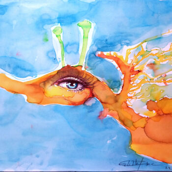 Drawing titled "L'hippocampe" by Edith Bos Boyer (EDITH DONC), Original Artwork, Ink