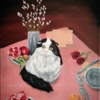 Pintura titulada "Cat Study" por Annita Luxon, Obra de arte original, Oleo