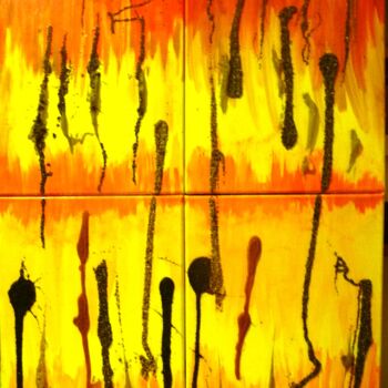 Painting titled "BRODO PRIMORDIALE" by Pina L'Episcopo, Original Artwork, Oil Mounted on Wood Stretcher frame