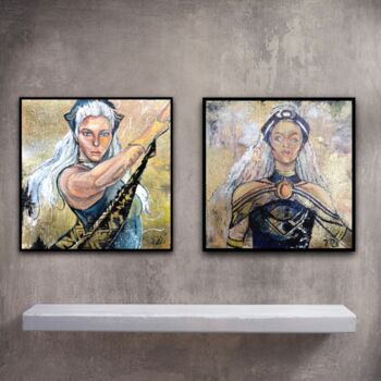 Pintura titulada "golden storm" por Dina Telesheva, Obra de arte original, Acrílico Montado en Bastidor de camilla de madera