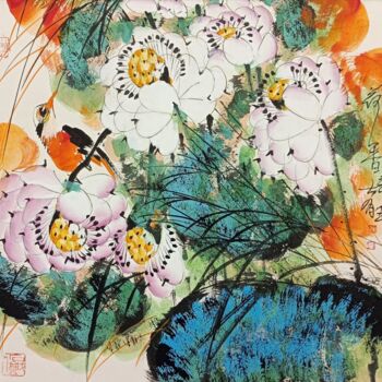 「Fragrance of lotus…」というタイトルの絵画 Dayou Luによって, オリジナルのアートワーク, 顔料