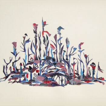 Collages intitulée "Fragrances (blue)" par Marina Geipel, Œuvre d'art originale, Collages