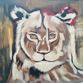 Peinture intitulée "Wild Leo" par Altyngul Borantay (Goldy), Œuvre d'art originale, Acrylique
