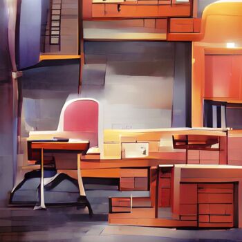 Digitale Kunst getiteld "OFFICE FURNITURE" door Mahesh Tolani, Origineel Kunstwerk, 2D Digital Work