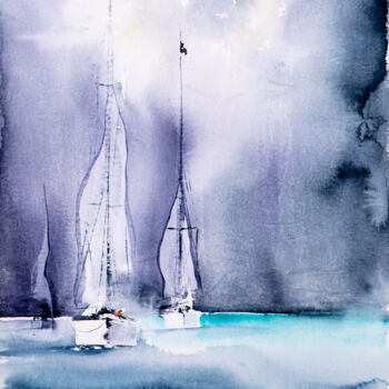绘画 标题为“***Sailing V***” 由Yuriy Kraft, 原创艺术品, 水彩