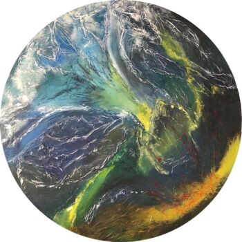 Painting titled "RUISSELLEMENT 3" by Pascale Rey-Texier, Original Artwork, Acrylic Mounted on Wood Stretcher frame