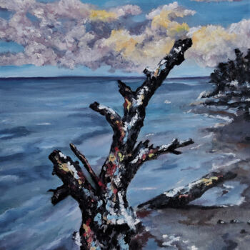 Painting titled "The Guardian Tree" by Luna Smith, Original Artwork, Oil Mounted on Wood Stretcher frame