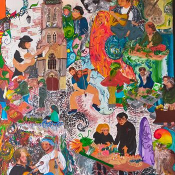 제목이 "Le marché de Fellet…"인 미술작품 Miléna Rylska로, 원작, 아크릴