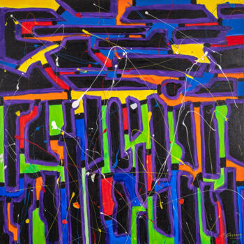 Malerei mit dem Titel "TRAFIC" von Jean-Marc Gayraud, Original-Kunstwerk, Acryl Auf Keilrahmen aus Holz montiert