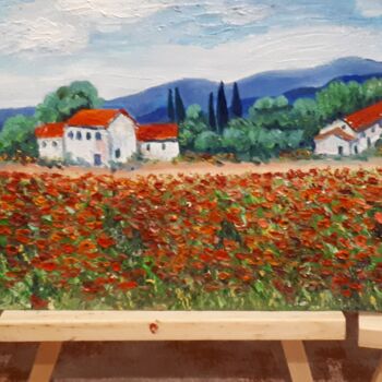Painting titled "Poppy summer" by Natalya Yurina, Original Artwork, Oil