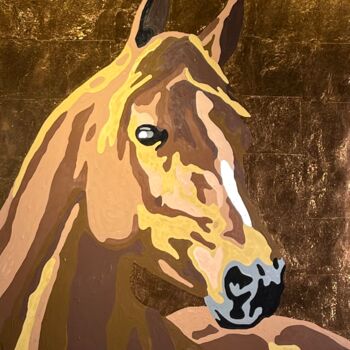 Painting titled "Hanoverian stallion" by Stacy Boreal, Original Artwork, Acrylic