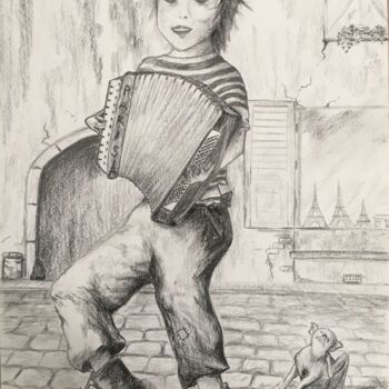 Painting titled "TITI PARISIEN (Poul…" by Serge Mathiot, Original Artwork, Pencil